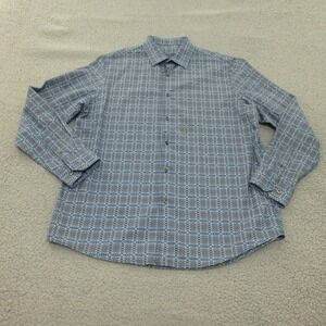 Tasso Elba Shirt Mens Large Blue Geometric Long Sleeve Cotton Button Up